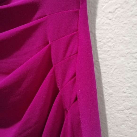 NWOT Lauren Ralph Lauren Women's Fuchsia Pink Draped Dress - Size Petite 2P - Picture 3 of 7